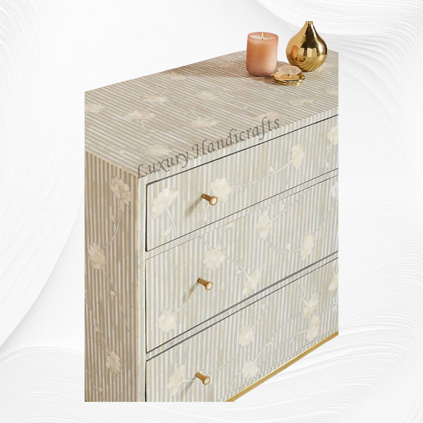 Bone Inlay Ada 3 Drawer Dresser Grey