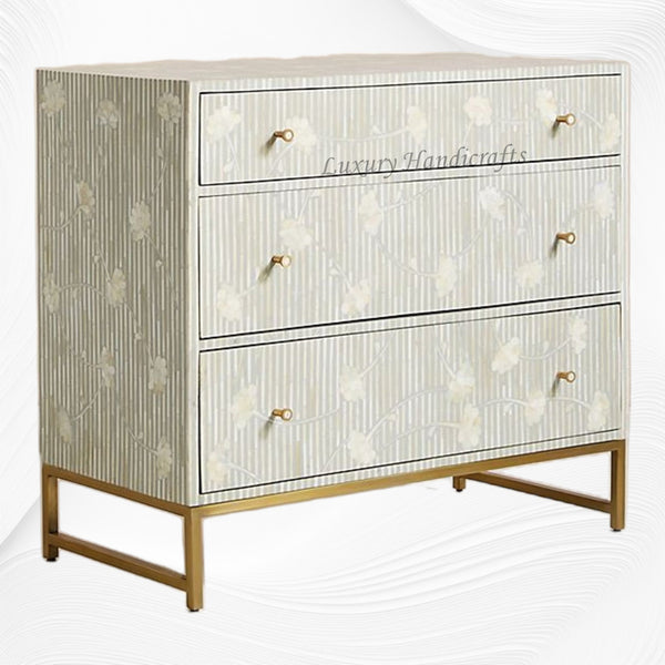 Bone Inlay Ada 3 Drawer Dresser Grey
