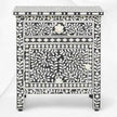Bone Inlay Bedside Floral 1 Drawer 1 Door Black