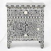 Bone Inlay Bedside Floral 1 Drawer 1 Door Black