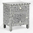 Bone Inlay Bedside Floral 1 Drawer 1 Door Black 2