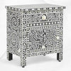 Bone Inlay Bedside Floral 1 Drawer 1 Door Black 2