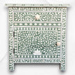 Bone Inlay Bedside Floral 1 Drawer 1 Door Sage Green