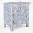 Bone Inlay Bedside Floral 1 Drawer 1 Door Light Blue 1