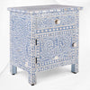Bone Inlay Bedside Floral 1 Drawer 1 Door Light Blue 1