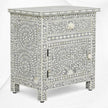 Bone Inlay Bedside Floral 1 Drawer 1 Door Grey 1