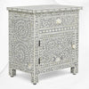 Bone Inlay Bedside Floral 1 Drawer 1 Door Grey 1