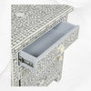 Bone Inlay Bedside Floral 1 Drawer 1 Door Grey 2