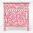 Bone Inlay Bedside Floral 1 Drawer 1 Door Pink