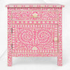 Bone Inlay Bedside Floral 1 Drawer 1 Door Pink
