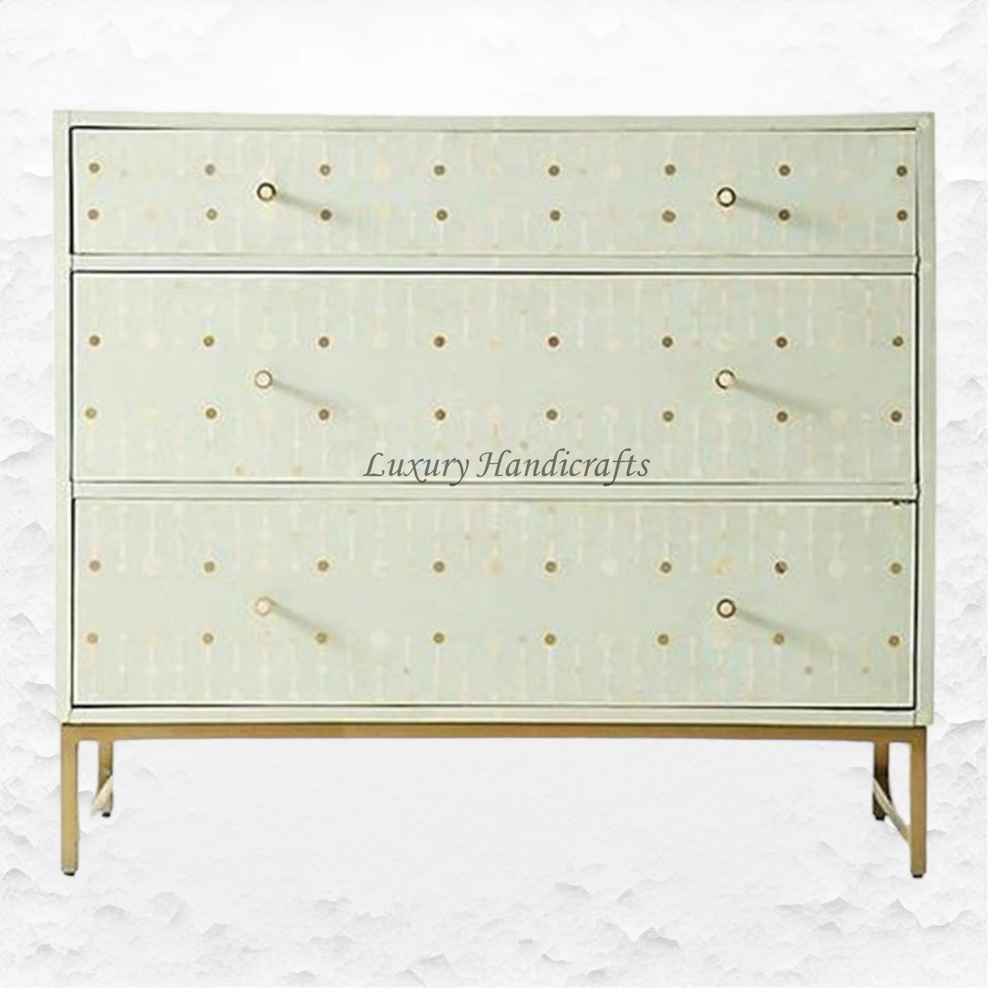 Dot Bone Inlay 3 Drawer Dresser Mint Green Luxury Handicraft Dot Bone Inlay 3 Drawer Dresser Mint Green Luxury Handicraft