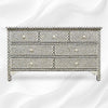 Bone Inlay Commode 7 Drawers Inverse Hexagon Black