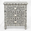 Bone Inlay Floral 3 Drawer Bedside Black 2
