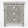 Bone Inlay Floral 3 Drawer Bedside Black 2
