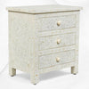 Bone Inlay Floral 3 Drawer Bedside White 1