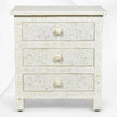 Bone Inlay Floral 3 Drawer Bedside White 4