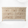 Bone Inlay Floral Chest of 7 Drawers Brown