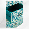 Bone Inlay Floral Chest of 7 Drawers Teal Green 2
