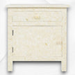 Bone Inlay Geometric Bedside 1 Drawer 1 Door Biege 1