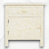 Bone Inlay Geometric Bedside 1 Drawer 1 Door Biege 1