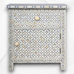 Bone Inlay Geometric Bedside 1 Drawer 1 Door Grey 2