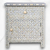 Bone Inlay Geometric Bedside 1 Drawer 1 Door Grey 2