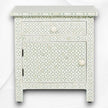 Bone Inlay Geometric Bedside 1 Drawer 1 Door Sage 3