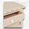 Bone Inlay Geometric Bedside 1 Drawer 1 Door Tan 2