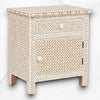 Bone Inlay Geometric Bedside 1 Drawer 1 Door Tan 1