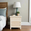 Bone Inlay Geometric Bedside 1 Drawer 1 Door Tan