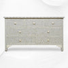 Bone Inlay Eye Design Chest of 7 Drawers Grey