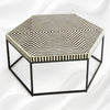 Bone Inlay Hexagonal Stripe Center Table Black 2