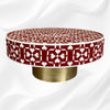 Bone Inlay Lotus Coffee Table Dark Red 3