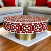 Bone Inlay Lotus Coffee Table Dark Red