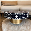 Bone Inlay Lotus Coffee Table Navy Blue