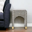 Sadie Bone Inlay Stripe Bedside Table – 1 Drawer Black Nightstand