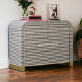 Waterfall Bone Inlay 4 Drawer Dresser Grey