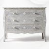 Bone Inlay Curved 3 Drawer Floral Dresser Grey with Topper 7
