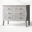 Bone Inlay Curved 3 Drawer Floral Dresser Grey with Topper 6