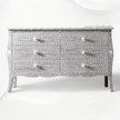 Bone Inlay Curved 6 Drawer Floral Dresser Grey with Topper 5