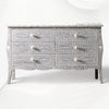 Bone Inlay Curved 6 Drawer Floral Dresser Grey with Topper 5