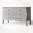 Bone Inlay Curved 6 Drawer Floral Dresser Grey with Topper 6