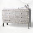 Bone Inlay Curved 6 Drawer Floral Dresser Grey with Topper 2