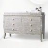 Bone Inlay Curved 6 Drawer Floral Dresser Grey with Topper 2