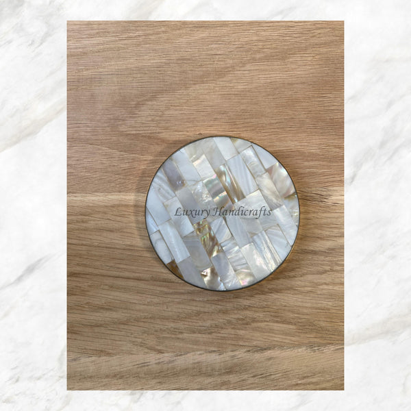 Brass and MOP Inlay Coasters Set of 6 
