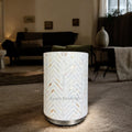 Chevron MOP Inlay Round Stool White Metal 1