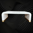 Cube Optical Waterfall Bone Inlay Coffee Table White Brass Base 4