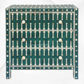 Dot Bone Inlay 3 Drawer Chest Dark Green 1