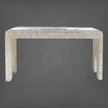 Elegant bone inlay console table with curved edges
