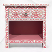 Elke pink nightstand with drawer, pearl inlay furniture